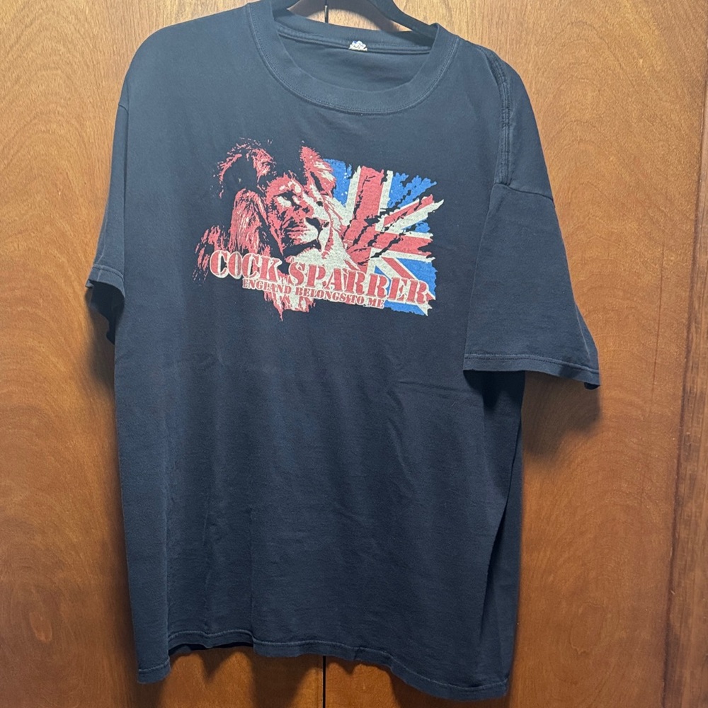 Vintage 80s UK Punk Band Cocksparrer Union Jack Graphic Tee - Black